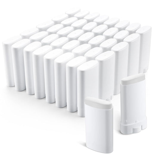 100 Pcs Plastic Empty Deodorant Containers 1/2 oz Travel Deodorant 15ml Refillable Deodorant Tubes Oval Lip Balm Tubes for Lip Balm Deodorant DIY (White)